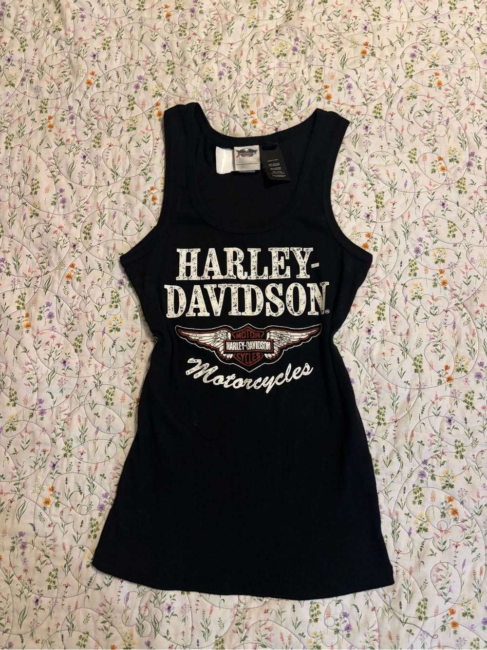 Harley Davidson motorcycle biker vintage black tank top